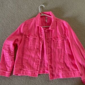 Lulu B Bright Pink Linen Jacket XL